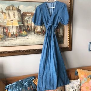 Madewell Denim Puff Sleeve Midi Dress